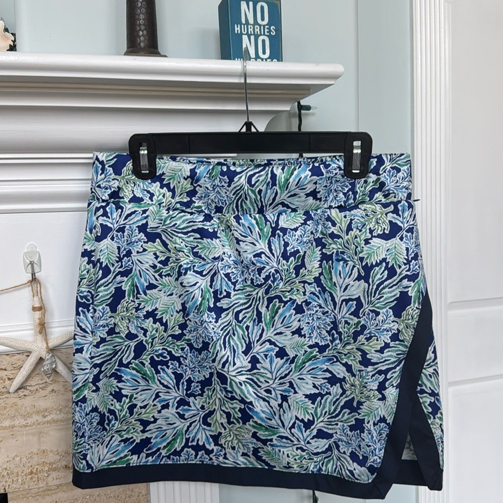 Stella Parker Navy Marine Print Sport Skirt w/Zip Front Pockets and a Back Pckt.